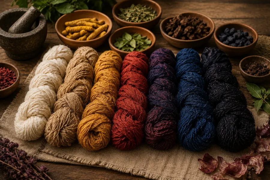 Natural dyeing — colourful yarn with herbs and spices